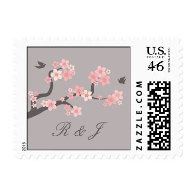 Cherry Blossom pink/grey with initials stamp