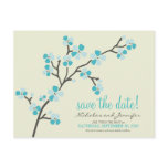 Cherry Blossom POSTCARD Save the Date (aqua)