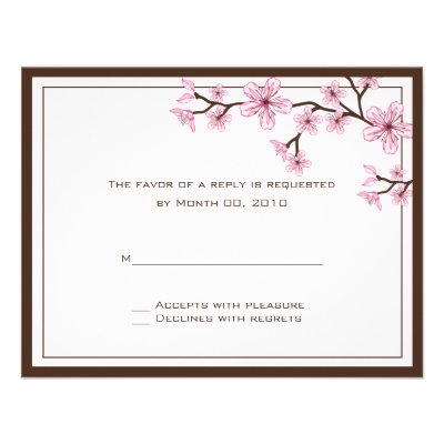 Cherry Blossom reply cards Personalized Invites