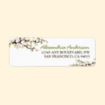 Cherry Blossom Return Address Label (lime) labels