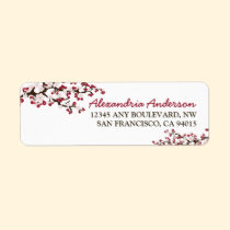 Cherry Blossom Return Address Label (red) labels