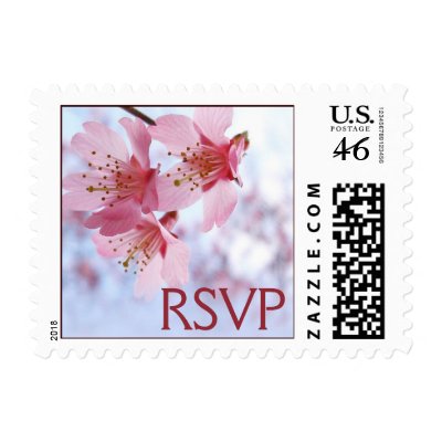 Cherry Blossom RSVP stamps with beautiful cherry blossoms