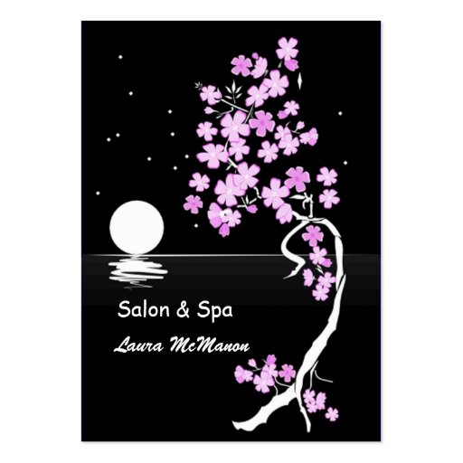 Cherry blossom (Sakura) at night (on black) Business Card Template (front side)