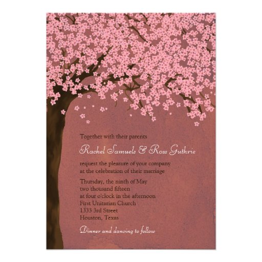Cherry Blossom / Sakura (Dusk) Watercolor Wedding Invitation
