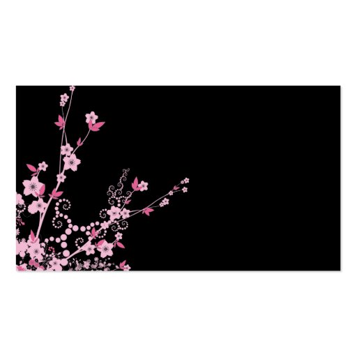 Cherry Blossom Sakura Flowers Blossoms Pink Black Business Cards (back side)
