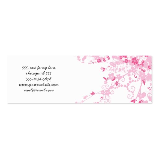 Cherry Blossom Sakura Flowers Blossoms Pink White Business Card (back side)