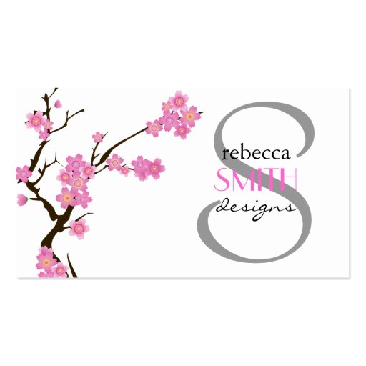 Cherry Blossom Sakura Flowers Blossoms Pink White Business Card (front side)