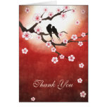 Cherry Blossom Sakura&Love Birds Thank You Wedding Greeting Card