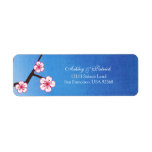 Cherry Blossom Sakura on  Blue Custom Return Address Labels