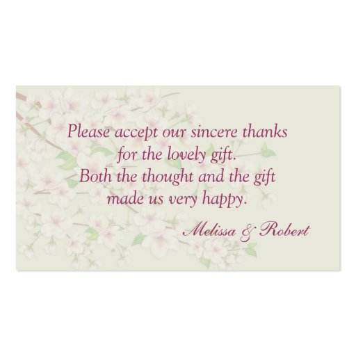 Cherry Blossom (Sakura).Thank you Wedding/Gift Tag Business Card (back side)