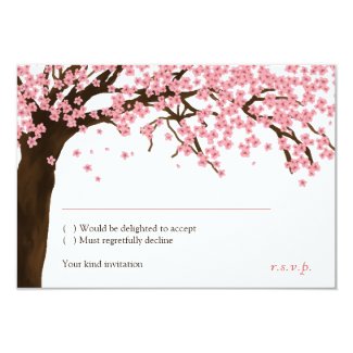 Cherry Blossom / Sakura Watercolor RSVP 3.5x5 Paper Invitation Card