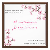 Cherry Blossom Save the Date cards Custom Invite