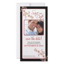 Cherry Blossom Save the Date Photocard (red/black) Photo Cards