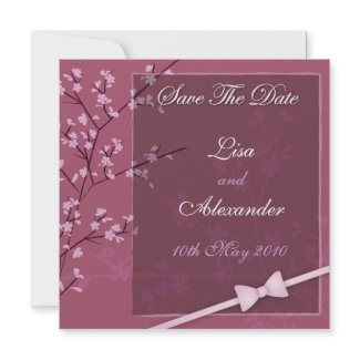 Cherry Blossom Save The Date :: Pink invitation