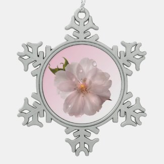 Cherry Blossom Snowflake Pewter Christmas Ornament