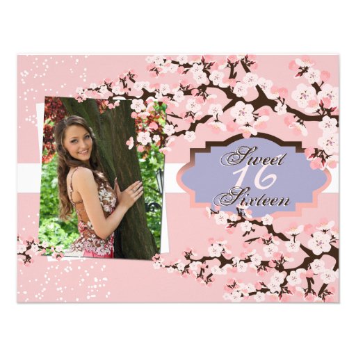 Cherry Blossom Sweet 16 Birthday Party Invitation