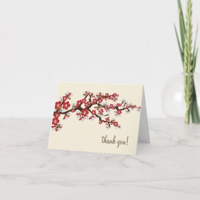 Cherry Blossom Thank You Card w/ Photo (red)