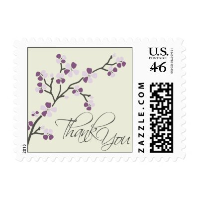 Cherry Blossom Thank You Wedding Stamp 2 :: plum