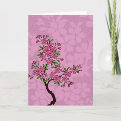 桜 Cherry blossom tree card. Celebrate with this cherry blossom card design 