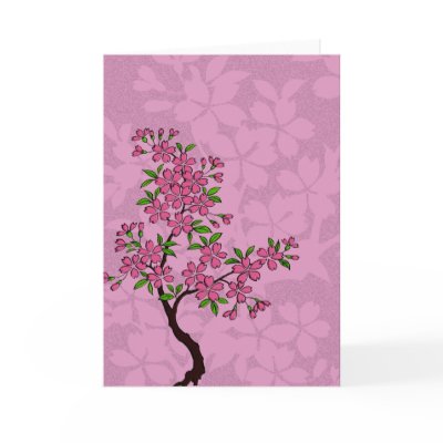 桜 Cherry blossom tree card. Celebrate with this cherry blossom card design 