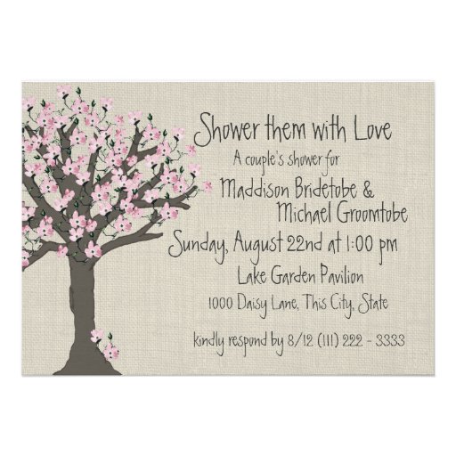Cherry Blossom Tree Couples Shower Custom Invites