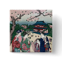 Cherry Blossom Viewing at Ueno, Katsukawa Shunzan Pins