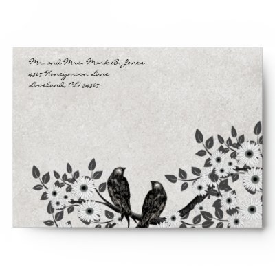Cherry Blossom Vintage Bird Envelopes