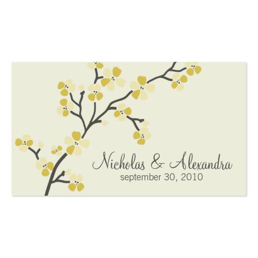 Cherry Blossom Wedding Business Card (citrus) (front side)