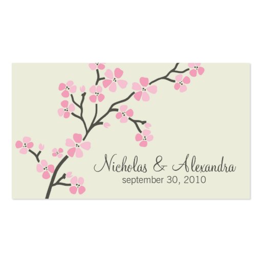 Cherry Blossom Wedding Business Card (pink) (front side)
