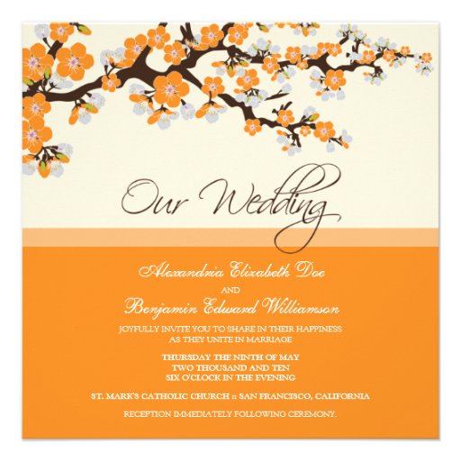 Cherry Blossom Wedding Invitation (orange)