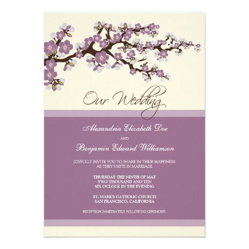 Cherry Blossom Wedding Invitation (purple)