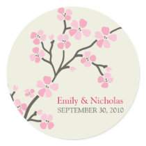Cherry Blossom Wedding Invitation Seal 2 (pink) Sticker
