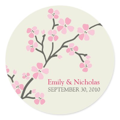 Cherry Blossom Wedding Invitation Seal 2 (pink) Sticker