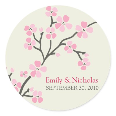 Cherry Blossom Wedding Invitation Seal 2 (pink) sticker