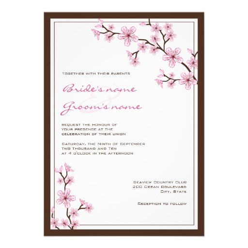 Cherry Blossom Wedding Invitations Templates Free