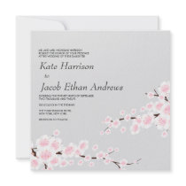 Cherry Blossom Wedding Invite // Silver