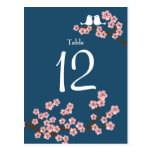 Cherry Blossom Wedding (Navy) Table Number postcards