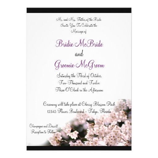 Cherry Blossom Wedding Personalized Invitation