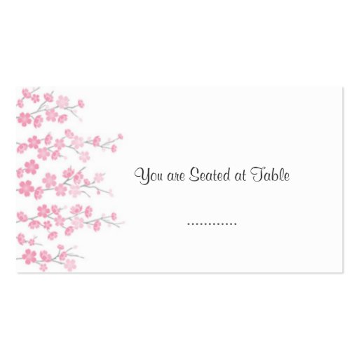cherry blossom; wedding table seating business cards (front side)