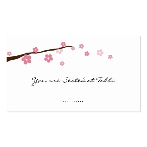cherry blossom; wedding table seating business card templates (front side)