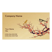 Cherry Blossom with Birds Business Card Templates