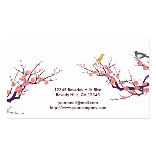 Cherry Blossom with Birds Business Card Templates (back side)