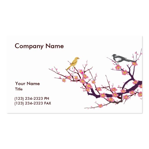 Cherry Blossom with Birds Business Card Templates