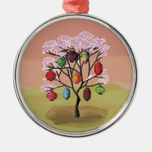 Cherry Blossom with oriental paper lanterns Ornament