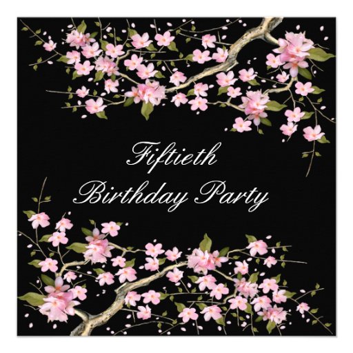 Cherry Blossom Womans 50th Birthday Party Invitation