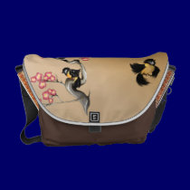 Cherry Blossoms and Sparrows Rickshaw Messenger Ba rickshaw messenger bags