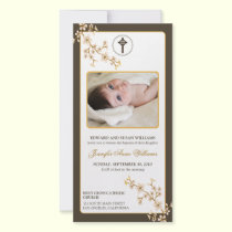 Cherry Blossoms Baptism Announcement (gold) photo cards