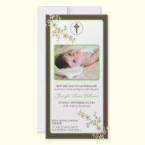 Cherry Blossoms Baptism Announcement (green apple) photo cards