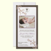 Cherry Blossoms Baptism Announcement (lilac) photo cards