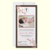 Cherry Blossoms Baptism Announcement (pink) photo cards